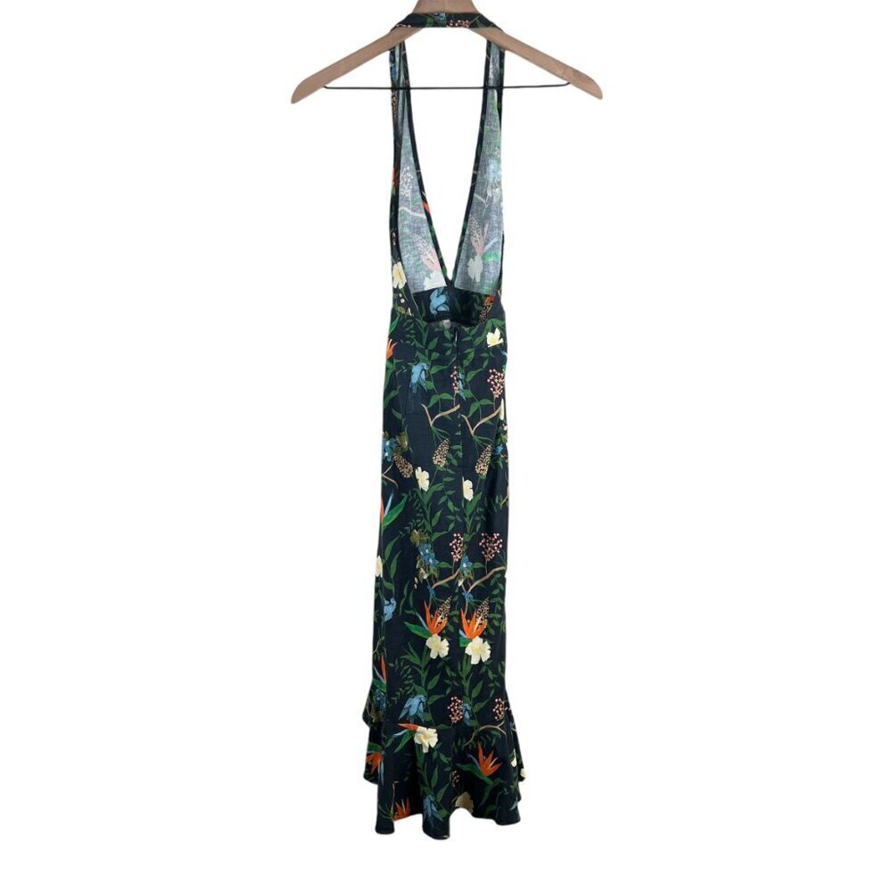 LPA Tropical Paradise Printed Linen Halter Hi Low Ruffle Dress - Picture 6 of 6